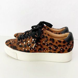Joie Handan Women’s Stud Leopard Calf Hair Print Platform Sneakers Size 8 SH63